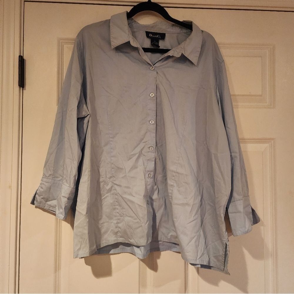 Denim & Co blue button up shirt 2X